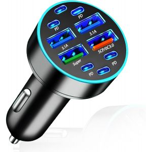 Ayu-Chargeur De Voiture Double Usb 66w/3.1a, Chargeur Allume Cigare Usb C Rapide, Chargeur Allume Cigare Usb C Ultracompact En Alliage D'aluminium Avec Charge Rapide Pour Type-C, Android Et Bien Plus - Neuf