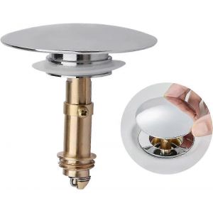 Pop Up Click Clack Plug Spring Stopper,Push Sink Drain Plug Bouchon Pop-up pour Cuisine Salle de Bain Évier Salle de Bain,Placage Chrome en laiton massif,66mm - Neuf