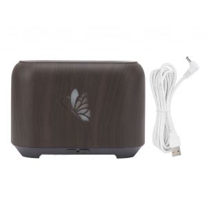 HJLIAN Humidificateur diffuseur de flamme 150 ml prevenant la secheresse Fonctionnement silencieux Humidificateur a grain de bois avec lumieres 7 couleurs pour chambre a coucher Bureau Grain profond - Neuf