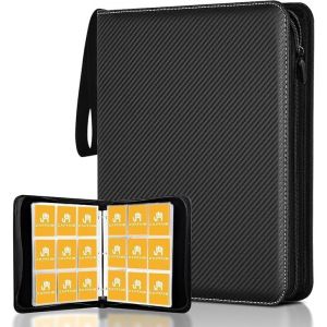 Mdy-Captainfive Classeur Cartes, 900 Pochettes, 50 Pages Album Carte, Livre Carte Avec Couverture En Cuir (Noir), Pochette Zippée Pour Cartes, Protection Pour Cartes De Jeu - Neuf