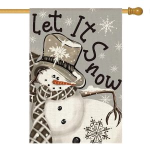 Let It Snow, flocon de neige, bonhomme de Neige de Noël de la Maison Pavillon 28x40 pouces double face, pour des vacances d'hiver jardin décoratif extérieur du pavillon - Neuf