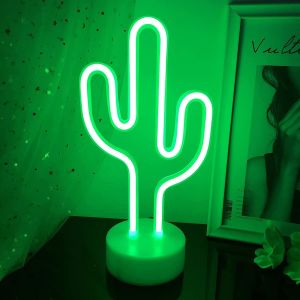 Enseignes Lumineuses Cactus,Lumi&egrave;re De D&eacute;coration N&eacute;on Led,Lumi&egrave;re De Nuit Pour Enfants&iquest;Belle Lumi&egrave;re Ambiante, Adapt&eacute;e Aux Bureaux, Tables De Chevet Et Comptoirs De Bar. - Neuf