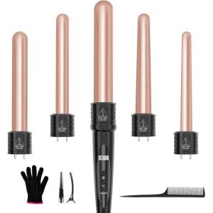 Viyspnv Fer &Agrave; Boucler 5 En 1 C&eacute;ramique - Chauffage Rapide, &Eacute;cran Lcd, Temp&eacute;rature R&eacute;glable, Boucles 9-32mm, Gant Inclus. - Neuf