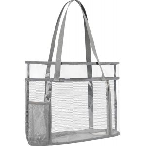 ERSHI-Grand sac de plage en maille pour femme - Sac fourre-tout transparent avec poche zippée imperméable - Sac de bain transparen[1 - Neuf