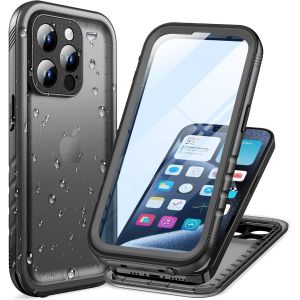 KAL-Coque Pour Iphone 15 Pro Etanche Antichoc - 360 Degres Integral Incassable Militaire Résistante Housse Ip68 Waterproof Chantier Anti Choc Eau Poussière Coque 15 Pro Case Bumper Rigide - Noir - Neuf