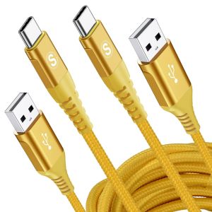 [Lot de 2] Câble USB C 2M Charge rapide 3.1A, Câble de charge USB C Nylon pour iPhone 15 16 Pro Max, Samsung Galaxy S25 S24 S23 S22 S21 S20 S10 S9 S8 Plus,Note20/10,A71 A55 A52,Flip Pixel 8/7,LG - Neuf