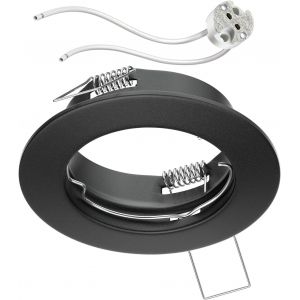 ledscom.de 10 cadres d'encastrement au plafond FERE, rond, blanc brillant (LED/Halogène/MR16/50mm) incl. douille GU5.3 - Neuf
