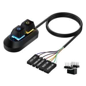 JGD-Bouton d'alimentation externe pour ordinateur de bureau, interrupteur d'alimentation pour PC, bouton d'alimentation multifonctionnel pour un d&eacute;marrage et une r&eacute;initialisation faciles - 2M - Neuf