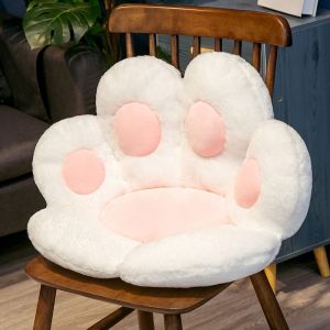 Coussin De Chaise En Forme De Patte De Chat, Coussin En Peluche Mignon, Coussin Doux Et Chaud Pour Fauteuil De Bureau, Chambre À Coucher, 70 X 60 Cm (Blanc) - Neuf