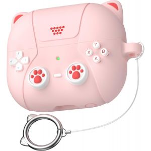 Étui Compatible Avec Samsung Galaxy Buds 3 Et Galaxy Buds 3 Pro Avec Porte-Clés, Outil De Nettoyage Inclus, Thème Console De Jeu,Rose Clair.[S1577] - Neuf