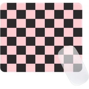 KALANKA-Tapis de Souris Classique à Motif Damier,Tapis Souris avec Base en Caoutchouc Imperméable et Antidérapante,Petit Mousepad à Couture de Précision,Convient pour Le Travail,la Maison,Rose Noir - Neuf