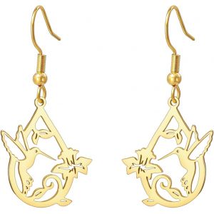 Kal-Boucles D'oreilles Pendantes Colibri En Acier Inoxydable, Bijoux Mignons En Forme D'oiseau, Fleur, Animal, Cadeau Commémoratif Pour Femmes - Neuf