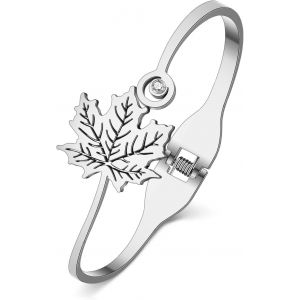Kal-Bracelets Feuille D'erable En Acier Inoxydable Bracelets Feuille De Palmier Pour Femmes Filles Charms Cadeaux D'automne - Neuf