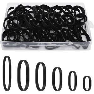 ChenQuanSarl-Lot De 120 &Eacute;lastiques En Caoutchouc Noirs - Pour Le Bureau, La Maison, L'Industrie, Le Camping, La Survie - 6 Tailles (2,5/3/5/6/8/12 Cm) - Neuf