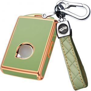 &Eacute;tui de cl&eacute; de voiture avec porte-cl&eacute;s-Convient pour Volvo XC40 XC90 XC70 S60 S80 S90 C30 V70 V90 2019 2020-En TPU-4 boutons-Vert dor&eacute; - Neuf