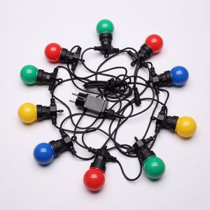 Ip65 Multicolore 5m Chaîne De Lumières De Plein Air Motorisé Chaîne De Lumières Avec 10 Ampoules (Bleu, Rouge, Jaune, Vert) - Extérieur De La Chaîne De Lumières Pour La Décoration Romantique Sur Les Terrasses Et Les Jardins - Neuf