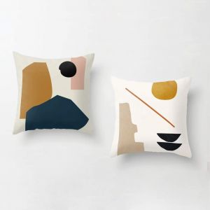 Ksfal-`Tofu¿ Housse Coussin Morandi 45x45 Cm Taie D'oreiller Décoratif Housses De Coussins Turquoise Carré Géométrique Design Double Face Lot De 2 - Neuf