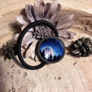 &Eacute;lastique Pour Cheveux Personnalis&eacute; - Nuit Lune - Fait Main - Neuf