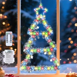 JGD-No&euml;l Guirlande Lumineuse pour Fen&ecirc;tre Int&eacute;rieur, 75CM LED Guirlandes Lumineuses de Sapin de No&euml;l 8 Modes, &Eacute;tanche LED Lumi&egrave;res D&eacute;coration pour Fen&ecirc;tre, Mur, Balcon, Jardin, Ext&eacute;rieur - Neuf