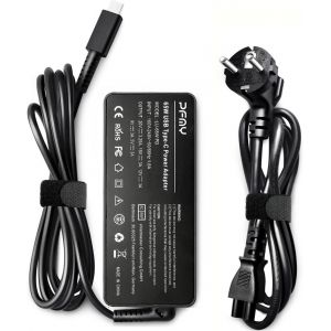 65W USB Type C Chargeur Adaptateur Alimentation Ordinateur Portable 20V 3.25A AC Adapter USB-C Type-C pour Lenovo ThinkPad X280 X390 X395 Laptop, Thinkpad X1 Carbon 2018 2019 S&eacute;ries Notebook - Neuf