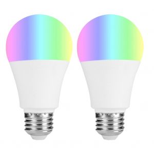 Hjlian Lot De 2 Ampoules Led Intelligentes Rgb Multicolores, Culot E26, 7 W, Wi-Fi, Multifonctions - Neuf