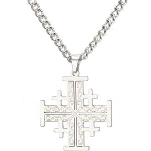 Kal-J&eacute;rusalem Crois&eacute;s Crois&eacute;s Crois&eacute;s Chevaliers Templiers Croix Pendentif M&eacute;daillon Disque Grec Religieux Bijoux Pri&egrave;re D&eacute;claration Bapt&ecirc;me Cadeau Femmes Hommes - Neuf