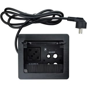 Z100-1EU-2C - C&acirc;ble de brosse pour tablette - Bo&icirc;te de connectivit&eacute; Cubby avec 1 alimentation CA + 1 chargeur USB + 4 trous pour c&acirc;ble d'alimentation de 5,58 m - Pour conf&eacute;rence et bureau - Neuf