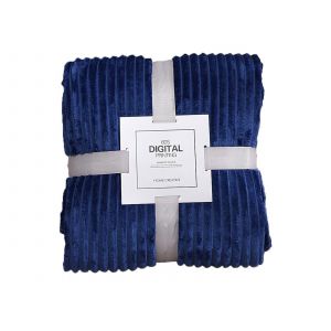 Couverture d'hiver en peluche bleu fonc&eacute; 150 x 200 cm pour canap&eacute; et lit - Neuf
