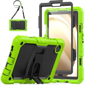 Coque Pour Samsung Galaxy Tab A9 8,7"" 2023, Antichoc Tab A9 &Eacute;tui Avec Protecteur D'&eacute;cran/Support Pliable/Bandouli&egrave;re, Coque Pour Galaxy Tab A9 Sm-X110 / Sm-X115 / Sm-X117, Vert - Neuf