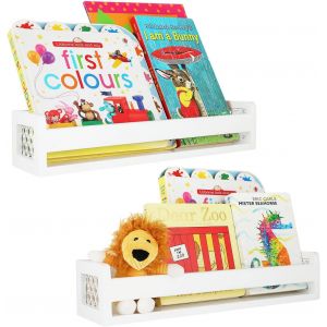Tianyi-Etag&egrave;res De Rangement Pour Jouets Et Livres, &Eacute;tag&egrave;res Murales En Bois Pour Rangement Epices Cuisine, &Eacute;tag&egrave;res D&eacute;coratives Pour Salle De Chambre, Salle De Bains, Salon.(Blanc, Lot De 2) - Neuf
