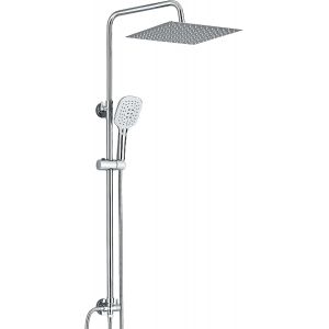 Ulteronixshop-Colonne de Douche Sans Mitigeur,Colonne de Douche Chrom&eacute; avec T&ecirc;te de Douche Carr&eacute; 30x30 CM Pour Baignoire Hauteur R&eacute;glable avec Pommeau de Douche en ABS - Neuf