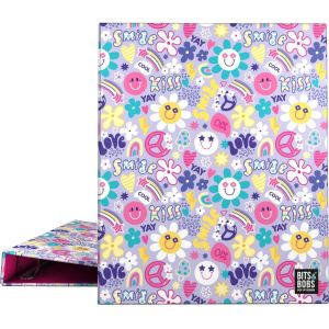 Eryi-Classeur À Anneaux A4 | Smile Bits&bobs Pop Up Design | 4 Anneaux Mixtes 25 Mm | Plastifié Doux | Certifié Fsc | Parfait Matériel Scolaire - Neuf