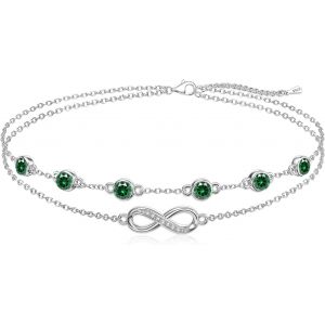 Kalanka-Infinito Pulsera Mujer Plata De Ley 925 Piedra Nacimiento Joyas Mujer Doble Capa Pulsera Personalizado Corazon Pulsera Regalo Cumpleaños Mujer Para Mamá Esposa Novia Amigas(Abril) - Neuf