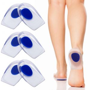 Gel Talon Tasses, 3 Paires, Silicone Bleu Talonnettes, Taille L, Pour La Fasciite Plantaire Et Le Talon De La Douleur - Neuf