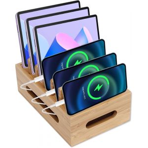 Organisateur de Station de Charge pour Plusieurs Appareils, Bo&icirc;te de Rangement en Bois pour T&eacute;l&eacute;phone Portable, Station d'accueil pour Tablette, 19x12x9cm Organisateur pour Bureau &agrave; Domicile - Neuf