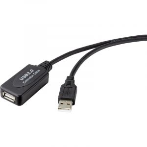 C&acirc;ble Usb Usb 2.0 Usb-a M&acirc;le, Usb-a Femelle 5.00 M Noir Actif Avec Amplification Du Signal Rf-4535052 A843582 - Renkforce - Neuf
