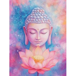 Ayuhr-5d Diy Diamond Painting Kits Bouddha, Lotus Broderie Diamant Kits De Broderie Au Point De Croix Strass Rond Résine Peinture Décor À La Maison 30x40 Cm - Neuf