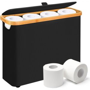 KAL-Boite Rangement Papier Toilette Noir,Réserves À Rouleaux De Papier Toilette,Panier Papier,Organisateur D'Accessoires De Salle De Bains (Noir) - Neuf