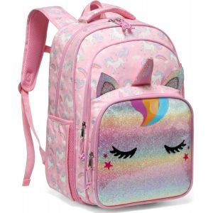Sac à Dos Enfant, 15,6 Pouces Grand Cartable Fille Garcon Primaire 6-10 Ans Plusieurs Compartiments Sac d'École avec Sangle de Poitrine et Bande Réfléchissante pour Scolaire Voyage Randonnée[T272] - Neuf