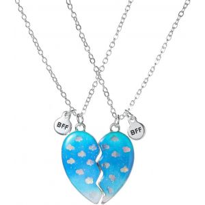 Kal-Bff Collier D'amitié Avec Dégradé Pour 2filles,Meilleurs Amis Coeur Pendentif Chaîne Colliers Motif De Nuages, Best Friends Forever Colliers,Saint-Valentin Bijoux Cadeaux Pour Enfants Mère Amis S - Neuf