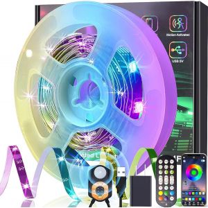 Eryi-Bandes Led 3m,Lampe De Lit Led Avec Détecteur De Mouvement Pir,Barre Lumineuse Activée Par Le Mouvement Bluetooth App, Synchronisation Musicale Bande Rvb Pour Escaliers - Neuf