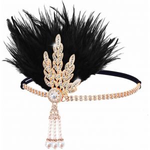 Bandeau &Agrave; Plumes Et Strass Des Ann&eacute;es 1920-1920 Avec Pampilles En Cristal - Accessoires De Cheveux Pour Femme (G, Taille Unique) - Neuf