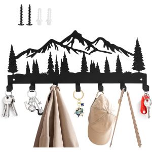 Plaque À Clés Avec 7 Crochets,2 Vis Et 2 Chevilles En Plastique,Patère En Métal Pour Accrocher Clés,Vêtements Et Sacs,Crochets Muraux Pour Portes,Cuisines Et Salons - Neuf