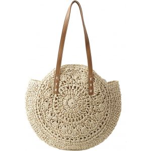 RFCBC-Panier De Plage Paille Sac Bandoulière Rétro Rond Sac À Bandoulière Rotin De Paille Pour À Main Femme Ete Paille De Plage Paille Pour les voyages, les vacances, les loisirs - Neuf