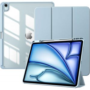 Coque pour Nouvel iPad Air 13 Pouces (M3/M2-2025/2024) avec Porte-Stylet, &Eacute;tui Fine Mise en Sommeil/R&eacute;veil Auto, Housse Arri&egrave;re Transparente avec Support pour iPad Air 13, Bleu Ciel - Neuf