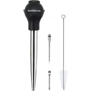 Eryi-Best Utensils Poire À Jus En Acier Inoxydable Et Caoutchouc De Qualité Alimentaire Avec Injecteur De Marinade Et Brosse Pour Nettoyage Facile - Neuf