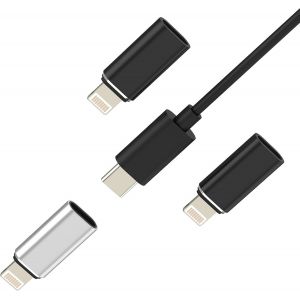 THEF-Lot de 3 adaptateurs USB C femelle vers Lightning mâle pour iPhone 14 13 12 11 Pro Max pour Apple Type C Câble connecteur rapide pour iPad Air Prise de données Chargeur portable Chargeur de voit - Neuf