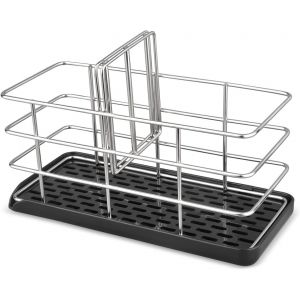 Porte Eponge Evier Cuisine(Noir), Rangement Pose Range Porte Éponge Cuisine Organiseur Pour Aà Poser Inox,Ventouse Support Eponge Evier Avec Bac De Récupération - Neuf