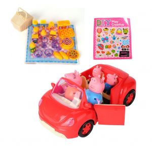 Ensemble de voiture a toit ouvrant en forme de cochon pour enfants, jouet de role, cadeau ideal - Neuf