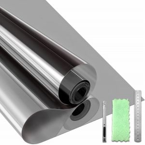 Film Fenêtre Anti-Regard, Film Miroir Pour Fenêtre Sans Tain, Anti-Uv Protection Solaire Non Adhésif Film Adsorption Électrostatique Vitre Pour Maisons Et Bureaux(Gris-Argent, 30x200cm) - Neuf